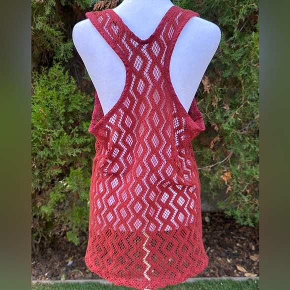 Banana Republic Women’s Diamond Lace Knit Maroon Racerback Tank Top XL - Picture 4 of 9